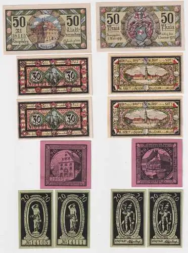 6 Banknoten Notgeld Stadt Königshofen 1919/1921 (168916)