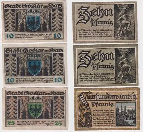 3 Banknoten Notgeld der Stadt Goslar 1920 (113552)
