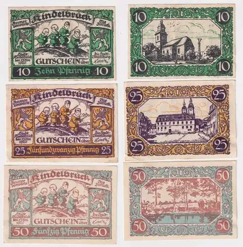 10, 25 & 50 Pfennig Banknoten Notgeld Stadt Kindelbrück 1920 (168842)