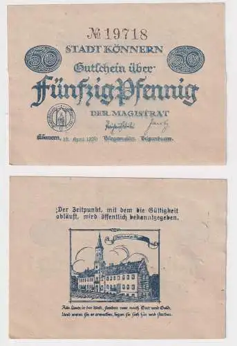 50 Pfennig Banknote Notgeld Stadt Könnern 19.April 1920 (168925)