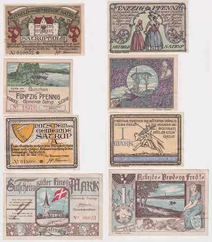 4 Banknoten Notgeld Gemeinde Satrup in Dänemark 1920 (168971)