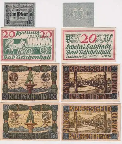 10, 20 & 2 x 50 Pfennig Banknoten Notgeld Stadt Bad Reichenhall (169182)