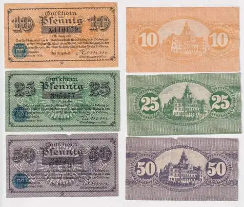 10,25 & 50 Pfennig Banknoten der Stadt Recklinghausen 1920 (168973)