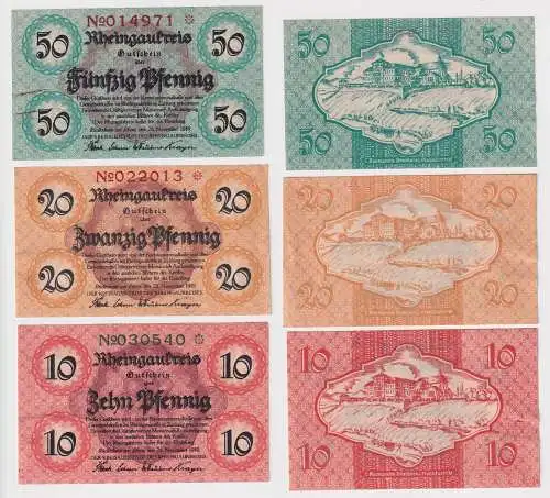 10,25 & 50 Pfennig Banknote Notgeld Stadt Rüdesheim 1919 (168935)