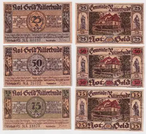 3 Banknoten Notgeld der Gemeinde Ritterhude 1921 (168804)