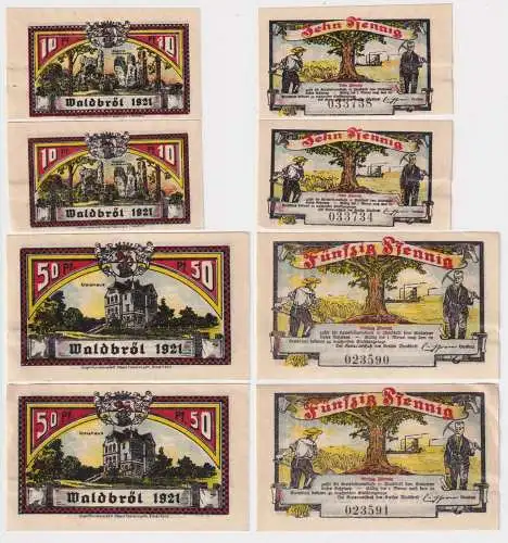2 x 10 & 50 Pfennig Banknoten Notgeld Stadt Waldbröl 1921 (164767)