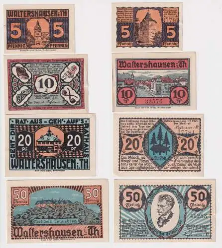 5.10.20,50 Pfennig Banknoten Notgeld Stadt Waltershausen 1921 (167090)