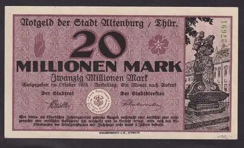 Banknote 20 Millionen Mark Notgeld der Stadt Altenburg Oktober 1923 (102792)