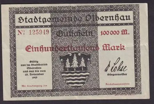 Banknote 100000 Mark Inflation Olbernhau 15.11.1923 (106092)