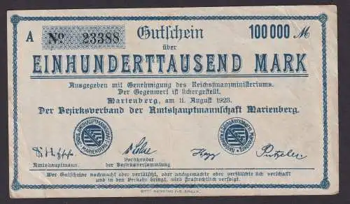 Inflation Banknote 100000 Mark Marienberg 11.8.1923 (118770)