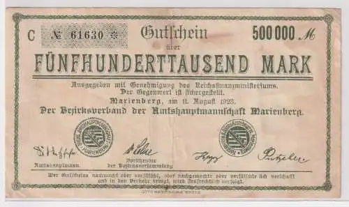 Inflation Banknote 500000 Mark Marienberg 11.8.1923 (135657)