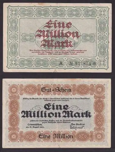 Banknote 1 Million M. Inflation Stadt Crimmitschau 1923 (111569)
