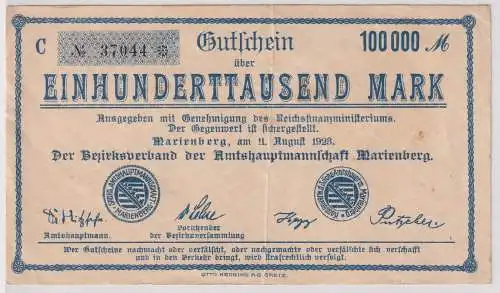 Inflation Banknote 100000 Mark Marienberg 11.8.1923 (135676)