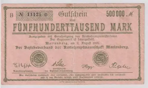 Inflation Banknote 500000 Mark Marienberg 11.8.1923 (124947)