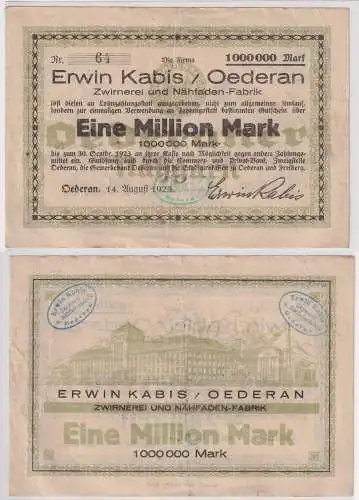 1 Million Mark Banknote Inflation Oederan Firma Erwin Kabis 14.8.1923 (141257)