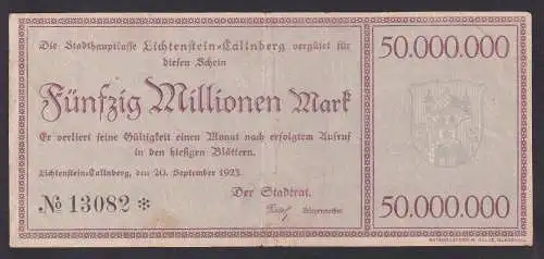 50 Millionen Mark Banknote Inflation Lichtenstein Callnberg 20.9.1923 (110537)