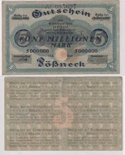 5 Millionen Mark Banknote Gemeinde Pössneck 11.8.1923 (131272)