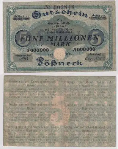 5 Millionen Mark Banknote Gemeinde Pössneck 11.8.1923 (138327)