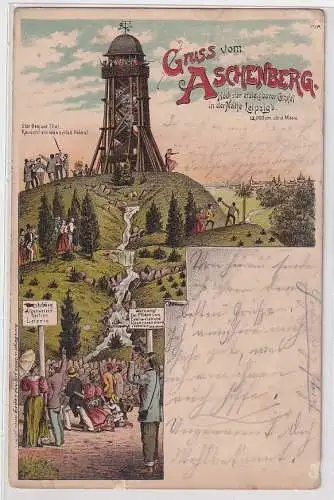 10313 Künstler Ak Bruno Bürger Leipzig Gruß vom Aschenberg 1898