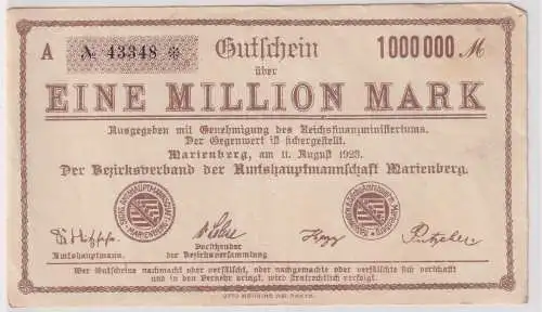 Inflation Banknote 1 Million Mark Marienberg 11.8.1923 (138544)