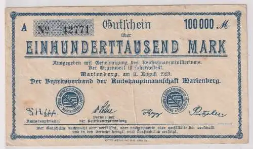 Inflation Banknote 100000 Mark Marienberg 11.8.1923 (129814)