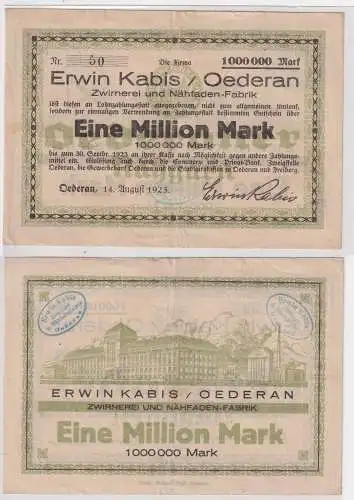 1 Million Mark Banknote Inflation Oederan Firma Erwin Kabis 14.8.1923 (149850)