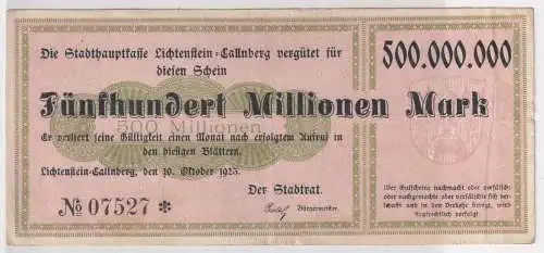 500 Millionen Mark Banknote Inflation Lichtenstein Callnberg 20.9.1923 (143489)