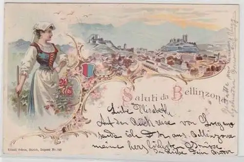 78549 Ak Lithographie Saluti da Bellinzona in der Schweiz 1899