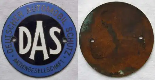 emaillierte Plakette DAS Deutscher Automobil Schutz AG um 1935 (163991)