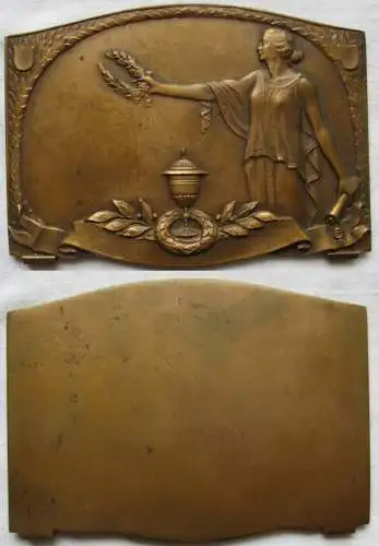 seltene Jugendstil Bronze Plakette Siegesgöttin mit Lorbeerkranz um 1910(163982)