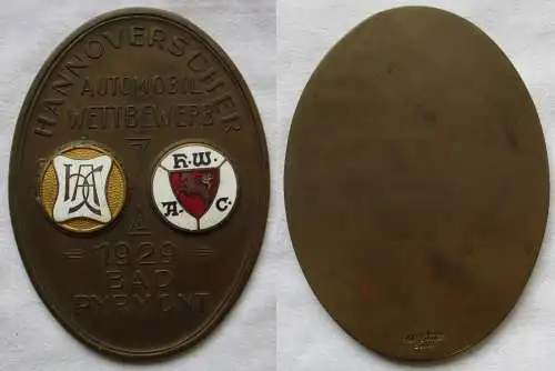 seltene Plakette Hannoverscher Automobil Wettbewerb Bad Pyrmont 1929 (166031)