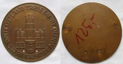 seltene Plakette Ostland Treue Fahrt Senat der freien Stadt Danzig 1933 (167543)