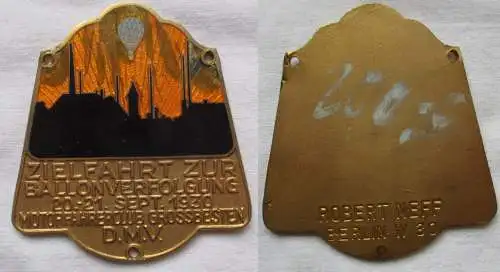rare DMV Plakette Zielfahrt zur Ballonverfolgung MC Grossbesten 1930 ()