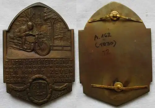 rare Bronze Plakette Zuverlässigkeitsfahrt durch den Kreis Zeven 1930 (164491)