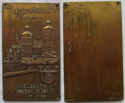 Bronze Plakette Ingolstadt Gesellschaftsfahrt Touringklub München 1929 (167251)