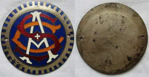 emaillierte Bronze Plakette ACS Automobil Club Schweiz um 1930 (160399)