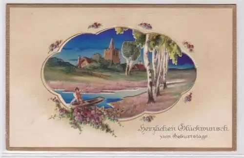 98808 geprägte Ak Herzlichen Glückwunsch zum Geburtstag um 1915