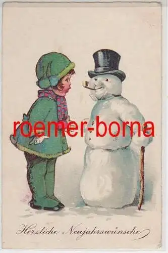 81085 Künstler Ak 'Herzliche Neujahrswünsche' Kind und Schneemann 1936