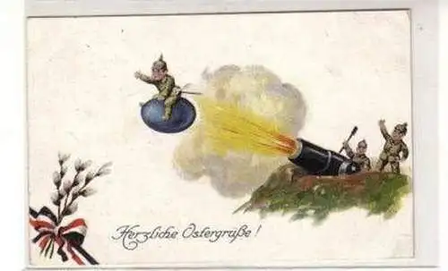 49291 patriotische Ak Ostern Ostergrüße Kanone 1916