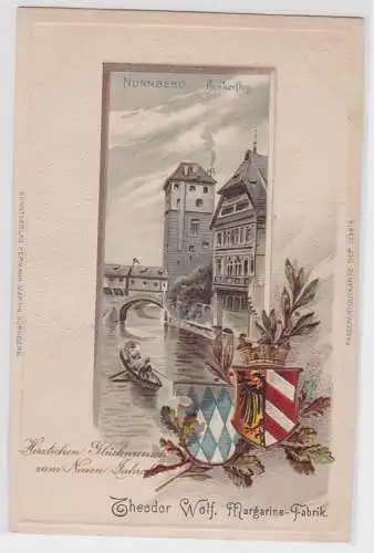 53661 Passepartout AK Nürnberg Henkersteg Herzlichen Glückwunsch zum neuen Jahre