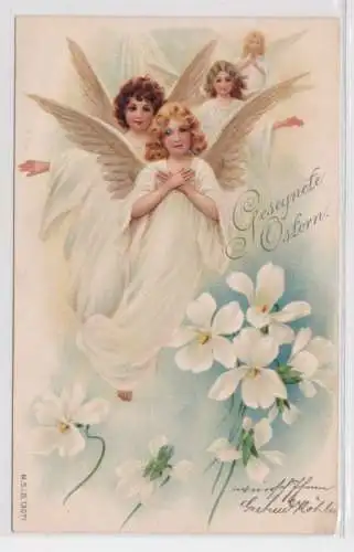 24119 Gesegnete Ostern Ak 4 Engel und Blumen 1902
