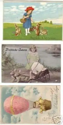 07386/3 Ak Ostern mit Hasen und Küken um 1910