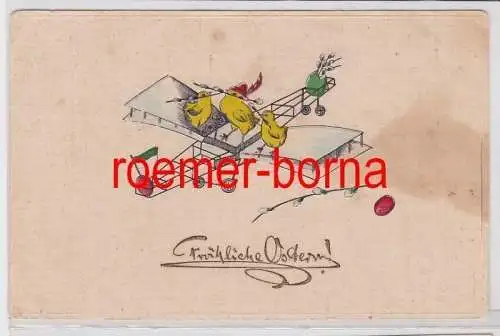 86232 geprägte Ak Fröhliche Ostern! Küken auf Segelflieger 1912