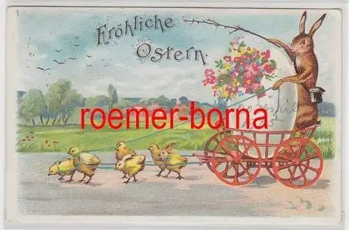 80725 Fröhliche Ostern Ak Ostereierkutsche gezogen von Küken 1905