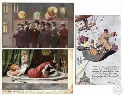 04177/3 schöne Ak mit Motiven Humor um 1910