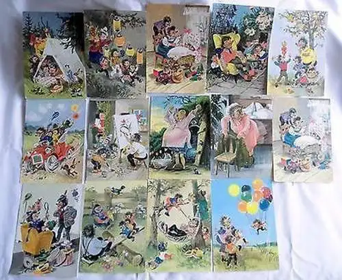 63744/14 hübsche Mecki Ansichtskarten Igelgeschichten um 1970