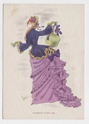 68264 Künstler AK Putzmacherin im Jahre 1880 - Reichsinnungsverband Putzmacher