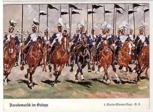 55512 Ak "Parademarsch im Galopp" 1. Garde Ulanen Regiment G.K.