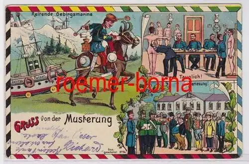 81744 Reservistika Ak Gruss von der Musterung Reitende Gebirgsmarine 1912