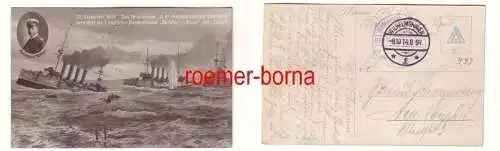 78438 Ak Marine-Feldpost SMS Stralsund 1914 U 9 vernichtet 3 engl. Panzerkreuzer